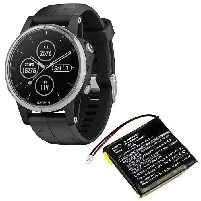 Nouveau 361-00098-00 3.8V 410mAh batterie de remplacement pour montre intelligente pour Garmin Fenix 5