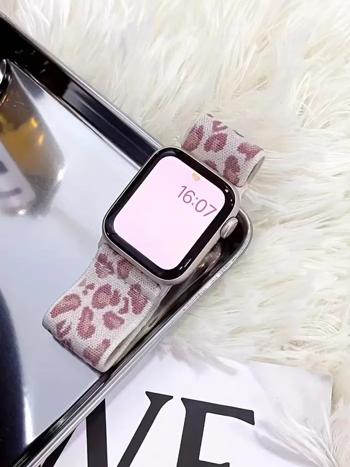 Bracelet en nylon imprimé léopard chic pour Apple Watch série 9/8/7/6/5/4/3/2/SE