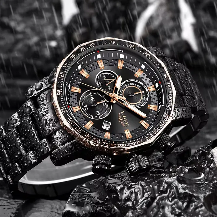 Montres LIGE pour hommes 2026, nouvelle montre chronographe sport business à quartz, étanche, grand cadran, montre pour homme + boîte