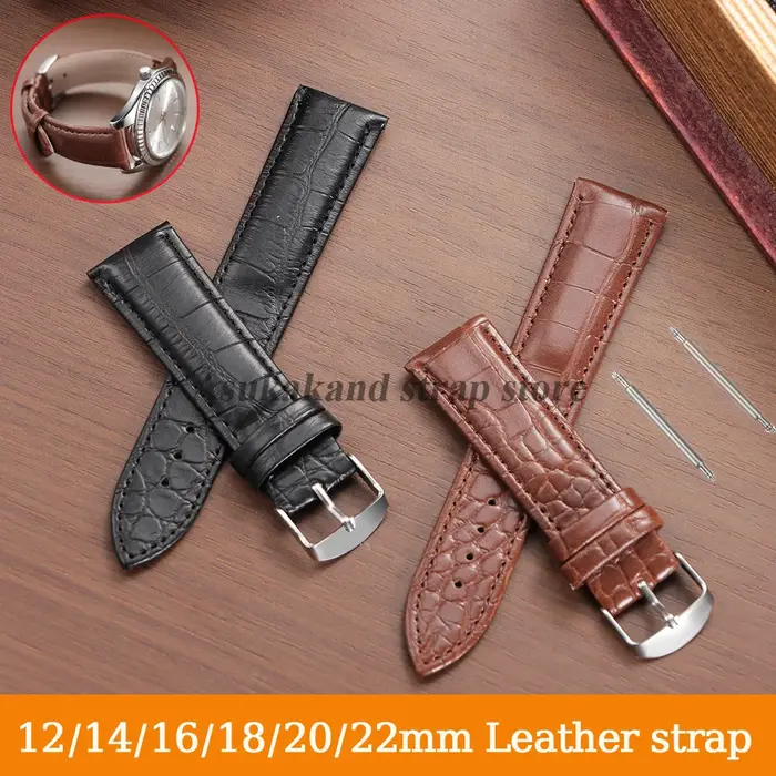 Bracelet de montre en cuir véritable pour hommes et femmes