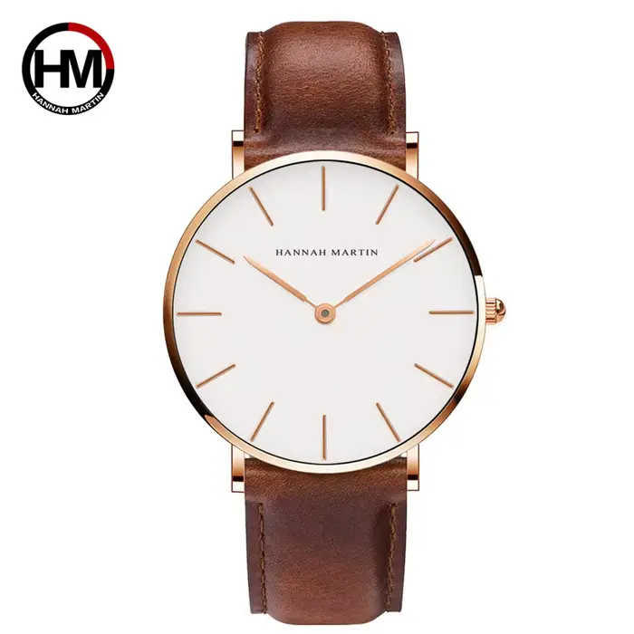 Hanna Martin montre pour hommes haut de gamme mode hommes horloge mouvement à Quartz noir hommes en 