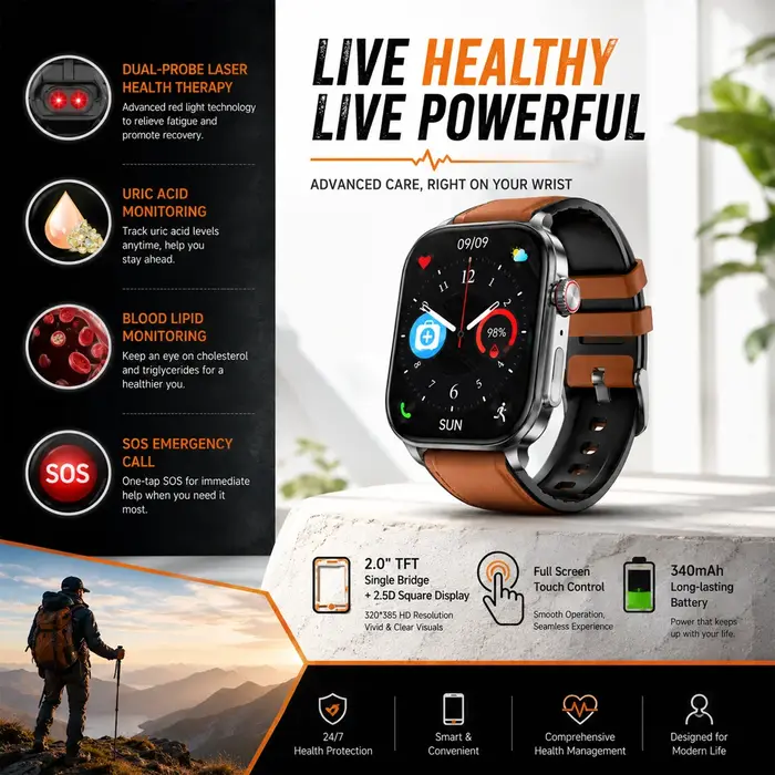 Montre connectée ECG pour homme 2026 améliorée