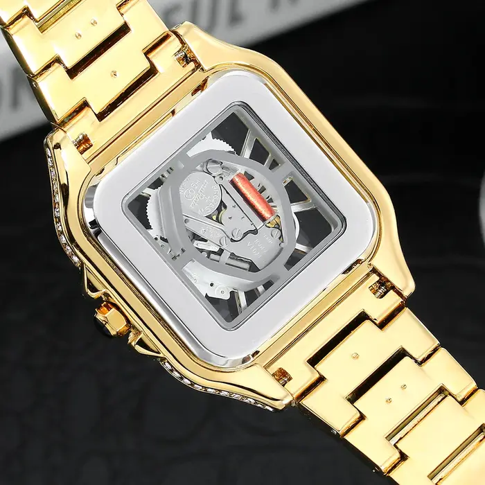 Montres carrées entièrement en diamant pour hommes, montre de luxe à la mode, squelette scintillant, Hip Hop, argent brillant, étanche, offre spéciale