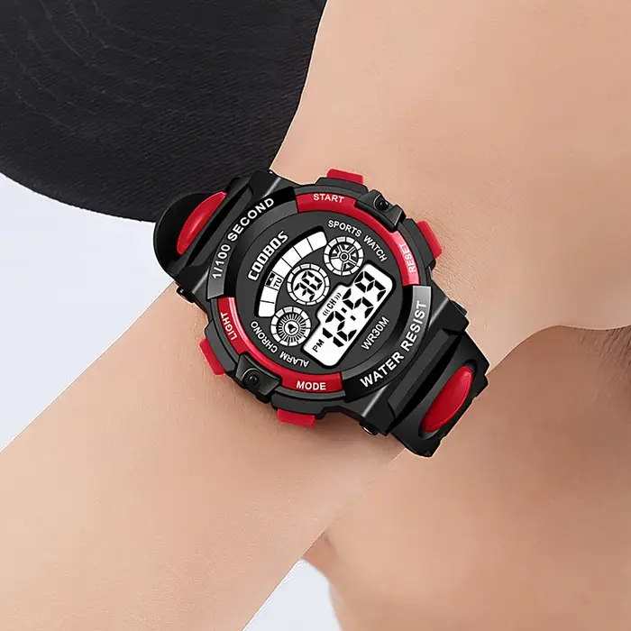 Montres pour enfants de la marque COOBOS, montres numériques à LED pour enfants, montres de sport pour garçons, montres multifonctionnelles pour étudiants, montres-bracelets, montres pour enfants.
