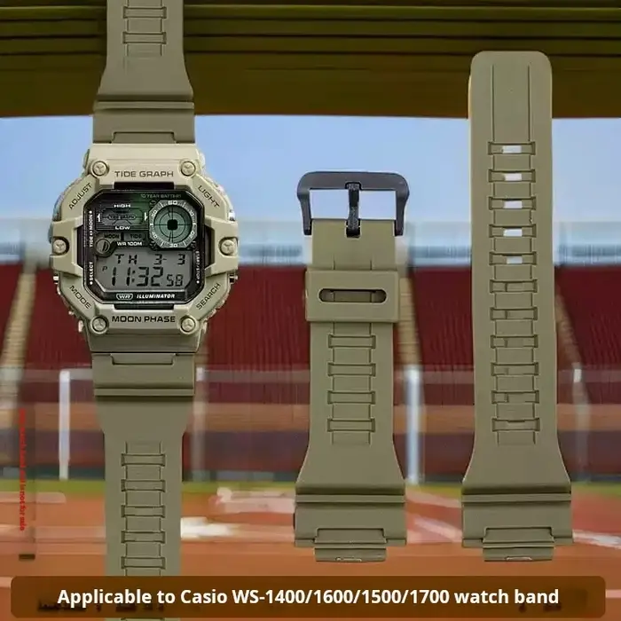 Bracelet de montre en silicone, 6 couleurs, pour Casio WS-1400 WS-1600 WS-1500 WS-1700, résine de sport, étanche et respirant