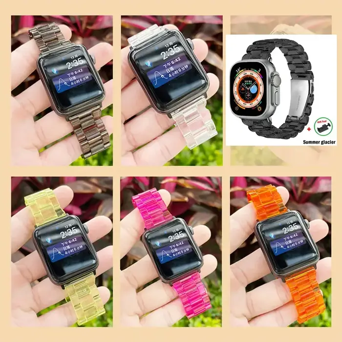 Bracelet en résine transparente pour Apple Watch Band