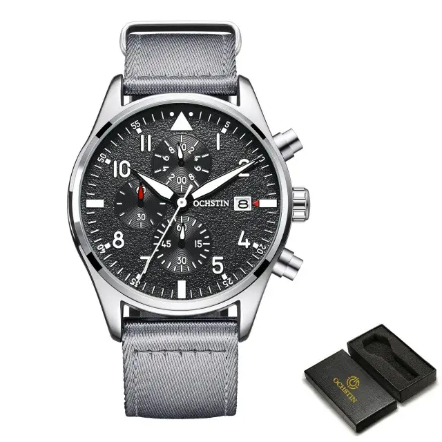 OCHSTIN hommes montres Quartz chronographe hommes montre pilote Sport mâle mode montre-bracelet haut de gamme de luxe en cuir étanche horloge
