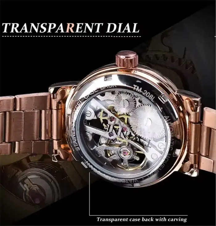 Winner 208 montre mécanique pour femme en or Rose montre-bracelet à vent manuel