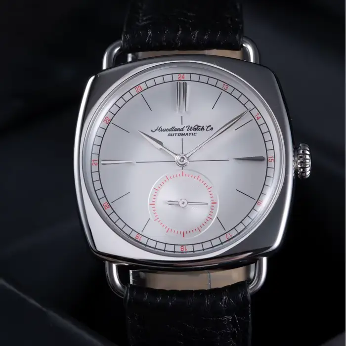 Hruodland rétro hommes montres mécaniques automatiques F028 acier inoxydable cuir marron étanche 10Bar reloj hombre