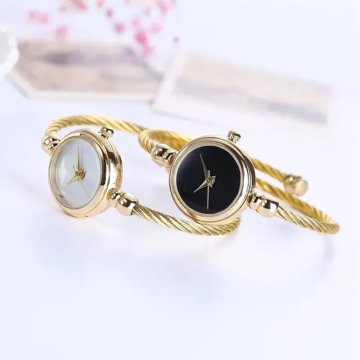 2 pièces montres pour femmes mode or Bracelet fin dames