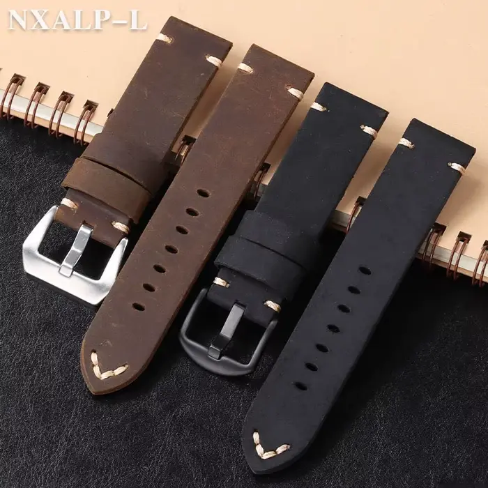 Bracelet de montre en cuir de vache première couche fait à la main