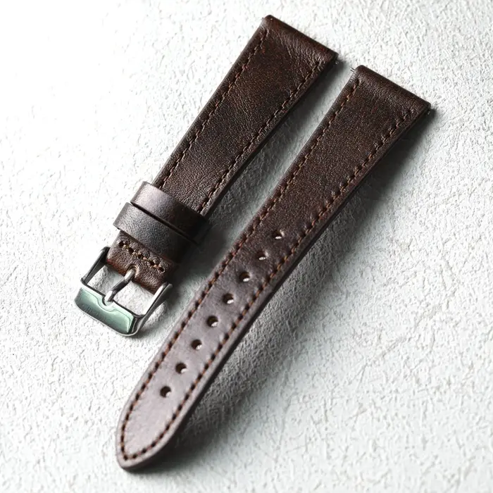 Bracelet en cuir brossé italien fait à la main, 18 19 20MM, dégagement souple et rapide, bracelet en