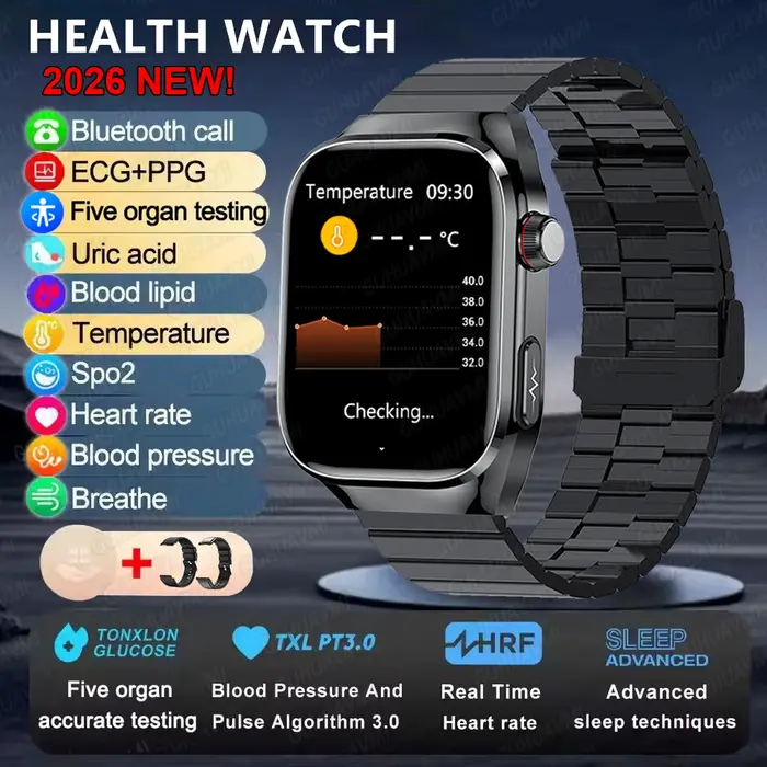 2025New Micro examen physique montre intelligente pour hommes acide urique graisse corporelle cinq organes santé montres Bluetooth appel SmartBracelet