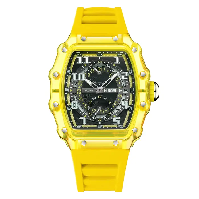 NIBOSI squelette montres pour hommes Top marque de luxe automatique montres à Quartz bracelet en Sil