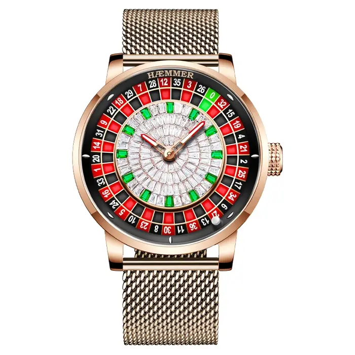 HAEMMER Design haut de gamme nouvelle montre mécanique NH35 cadran rotatif Las Vegas Roulette thème de bureau