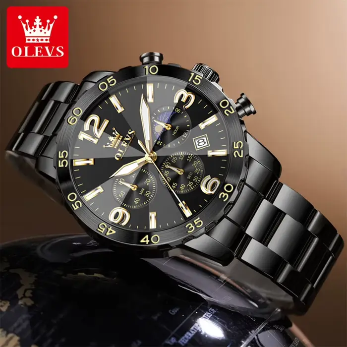 OLEVS 3678 montre pour hommes Original en acier inoxydable