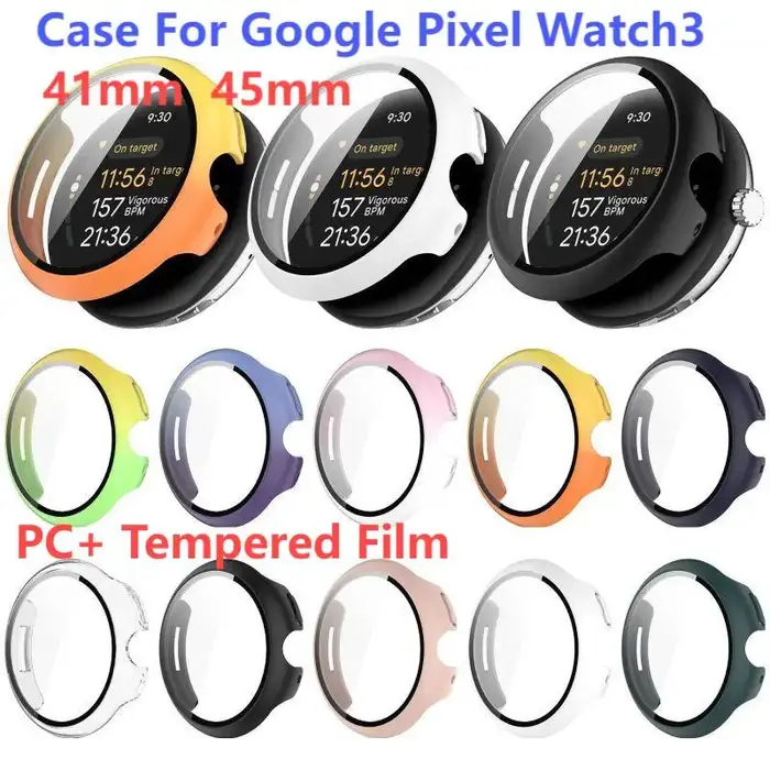 Pour Google Pixel Watch3 41/45MM PC coque Film couverture étui de protection intégré multicolore montre intelligente