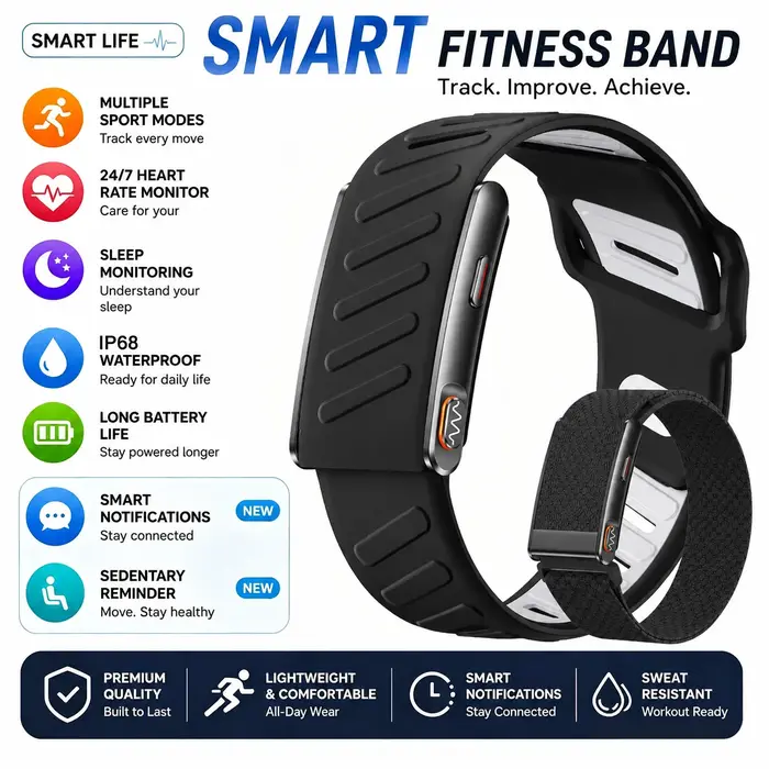 Bracelet connecté intelligent avec moniteur ECG, suivi cardiaque 24h/24, modes sportifs, longue auto
