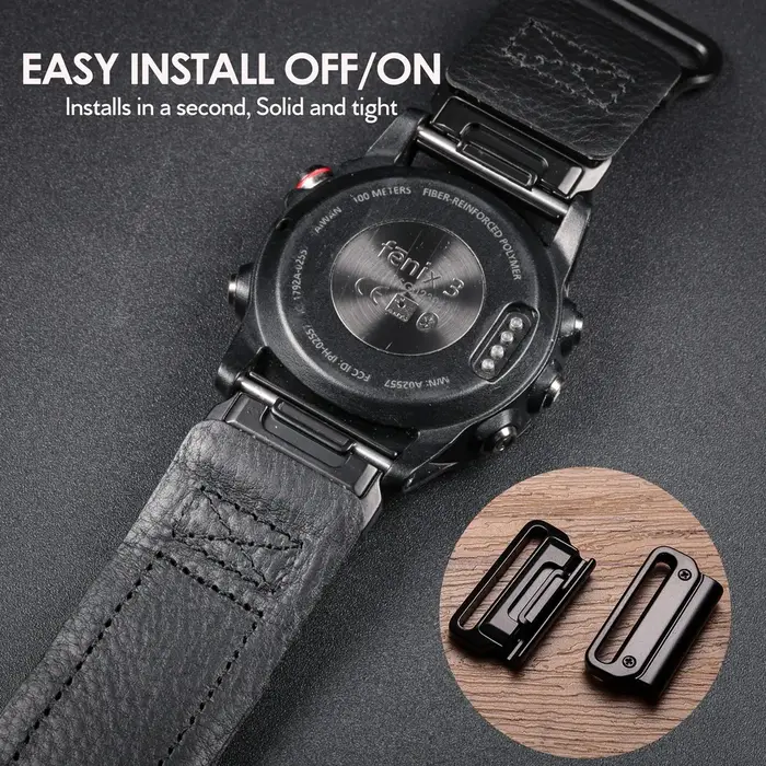 Bracelet de montre en cuir véritable pour Garmin Quickfit 20 22 26mm, bracelets rétro en cuir de vache, compatibles Tactix Epix Instinct Marq