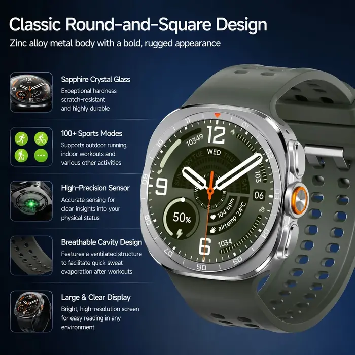 2026 Nouvelle montre connectée Ultra 2 pour hommes, charge sans fil, étanche IP68, boussole, appels 
