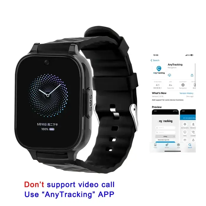 Montre GPS intelligente avec bouton SOS, bracelet GPS, appel vidéo pour personnes âgées, aide en un