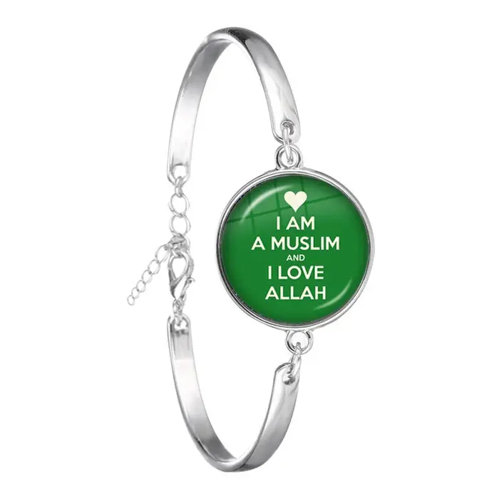 Bracelet à manchette arabe islamique musulman 18mm, Cabochon en verre, I Love Allah, breloque religi