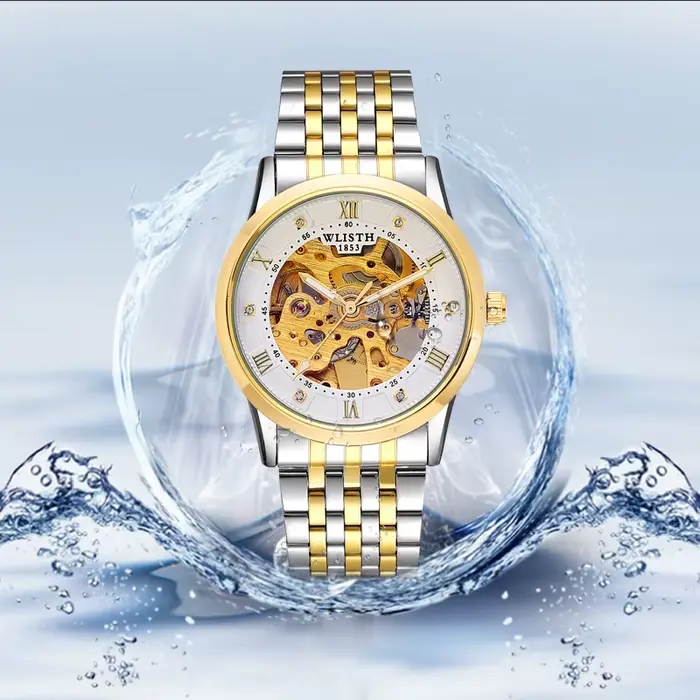 WLISTH marque machines hommes montres solide en acier inoxydable étanche lumineux homme montre de luxe automatique