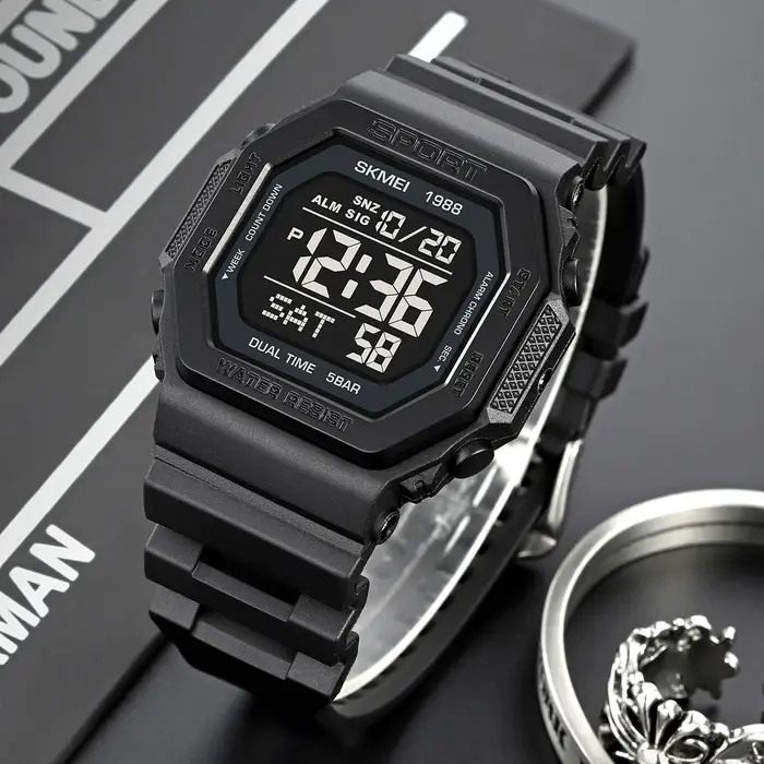 SKMEI mode sport montre numérique pour hommes femmes 5Bar étanche compte à rebours Chrono militaire montre-Bracelet et Bracelet Reloj Hombre