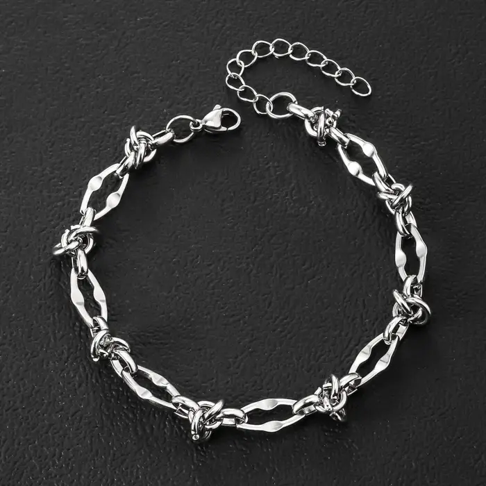 Bracelet en acier inoxydable étanche pour hommes et femmes, maillons irréguliers avec nœud, chaîne d