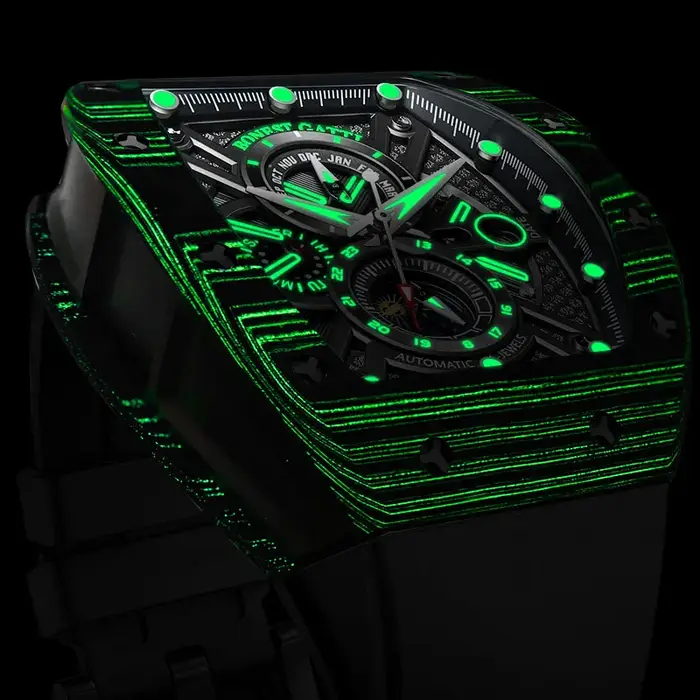 BONEST GATTI 9007 nouvelles montres pour hommes montre mécanique automatique en Fiber de carbone multi-fonctionnelle montre-bracelet à la mode