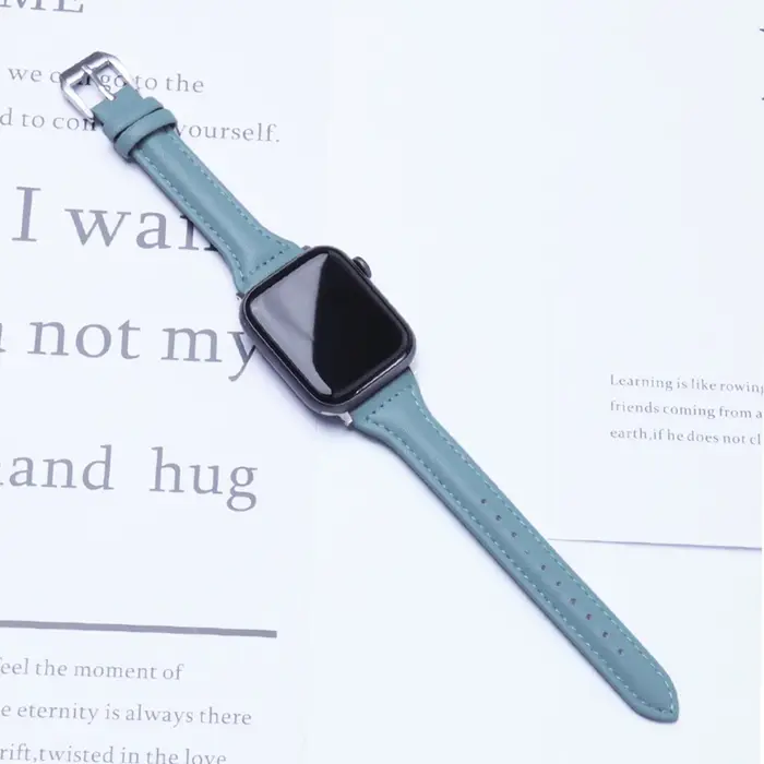Bracelet en cuir mince pour bracelet de montre Apple 44mm 45mm 41mm 40mm 38mm bracelet pour femme iW