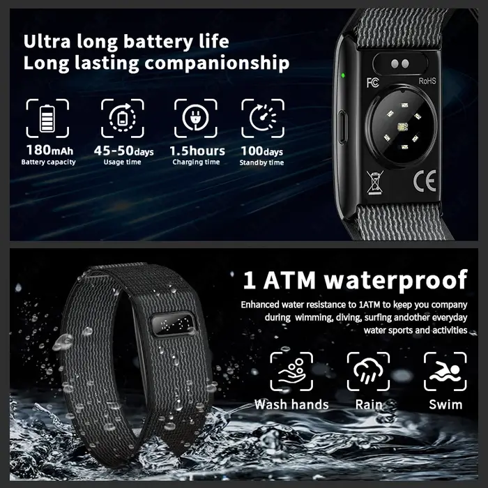 Montre connectée numérique LIGE nouvelle génération avec moniteur de fréquence cardiaque 24h/24