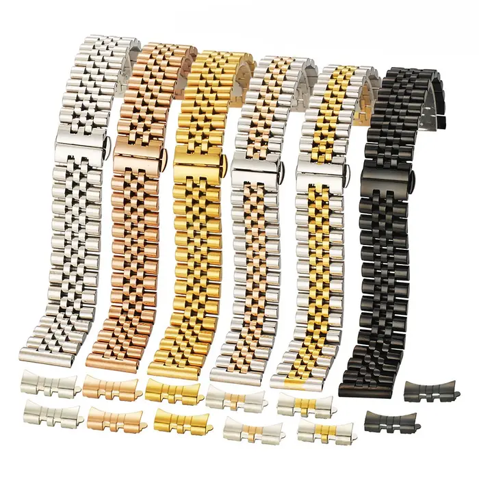 Bracelet de montre Fit Datejust Log Series Jubilee, 12 13 14 16 17 18 19 20 21 22mm, bracelet en acier inoxydable, interface à arc plat