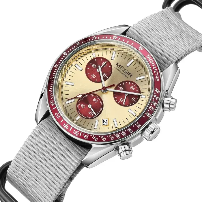 MEGIR nouvelles montres de luxe pour hommes toile tissage bracelet Sport automatique chronographe Quartz étanche montre
