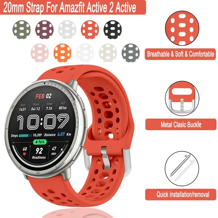 Bracelet pour Amazfit Active 2 BIP3/3 Pro GTS2/2e/2 Mini/3/4 GTR Mini 20mm