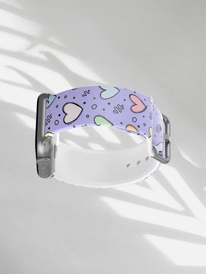 Bracelet en silicone Purple Heart Curve pour Apple Watch 45 mm 44 40 41 38 42 mm