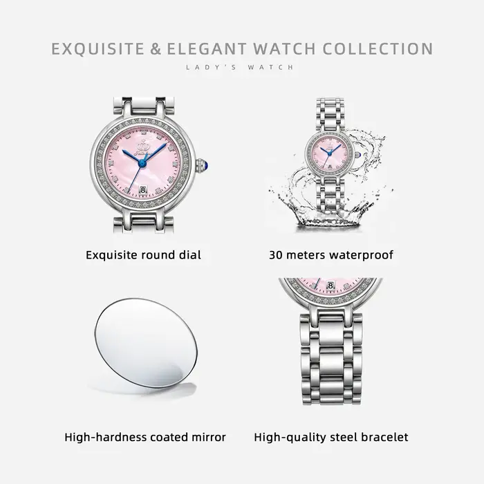 Montre étanche pour femme Fate Love, cadran circulaire, mouvement à quartz en nacre, design élégant, modèle 933