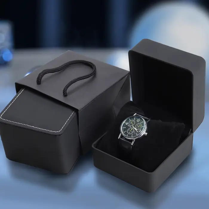 Étui de présentation pour montre individuelle avec sac à main en cuir PU