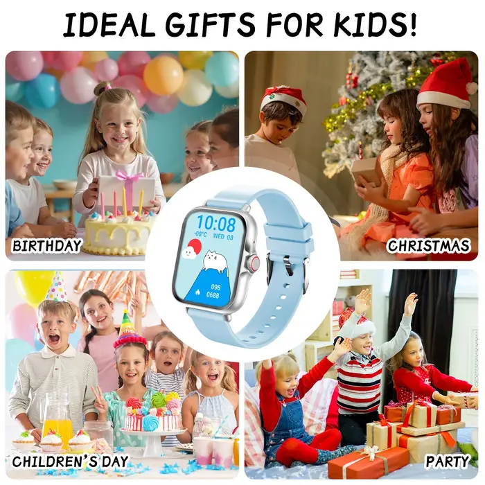 Nouvelle Montre Connectée Enfant 2026 1.83'' HD Appel Bluetooth Partenaire d'Étude Lecteur de Musique Multilingue Mini Jeux Calculatrice Cadeau d'Anniversaire