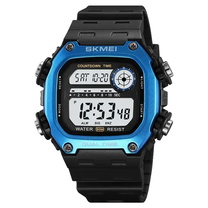 SKMEI rétro-éclairage compte à rebours numérique Sport montres hommes mode 5Bar étanche chronomètre 