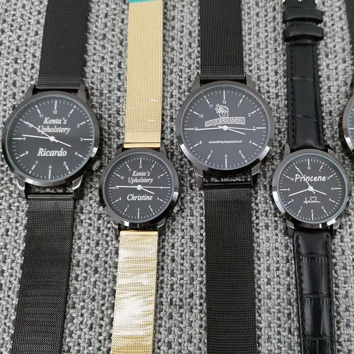 Montre-bracelet personnalisée avec gravure gratuite de votre nom, logo ou texte, pour homme et femme, résistante à l'eau 3 ATM, montre-bracelet sur mesure