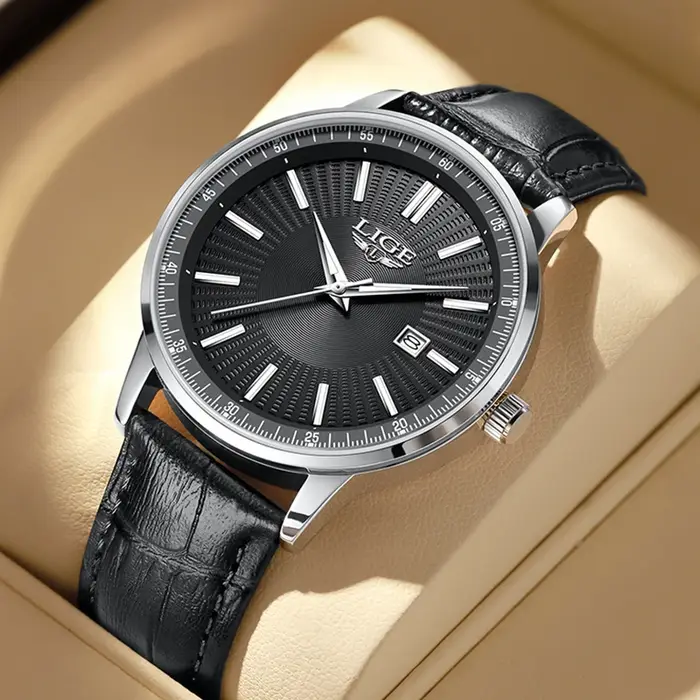 LIGE Nouvelle Montre en Cuir Créative Style Cowboy pour Hommes, Montre Militaire Étanche Lumineuse,