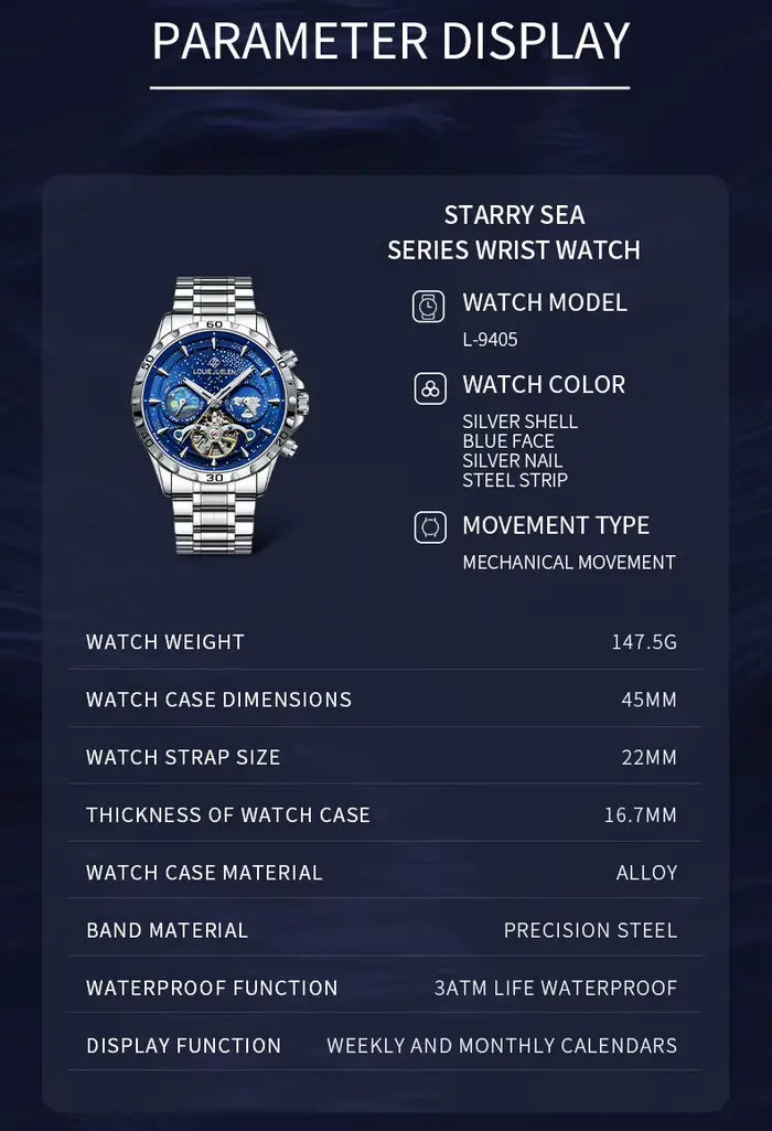 Montre automatique à remontage automatique pour homme