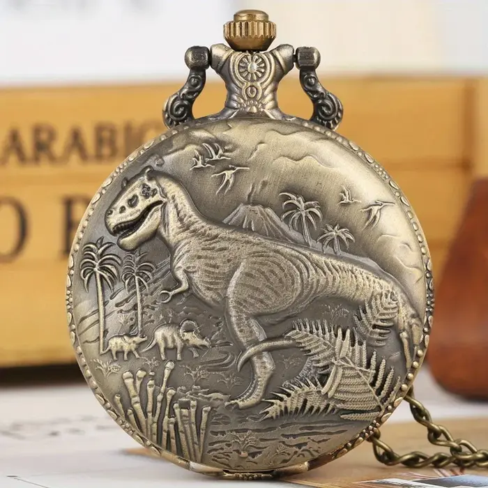 Montre de poche en quartz dinosaure en bronze, pendentif cadeau pour garçons