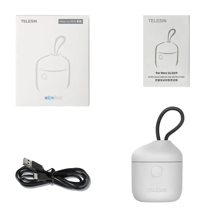 TELESIN chargeur Portable pour GoPro Hero 12 11 10 batterie 3 fente Silicone Anti-chute boîtier de charge étanche