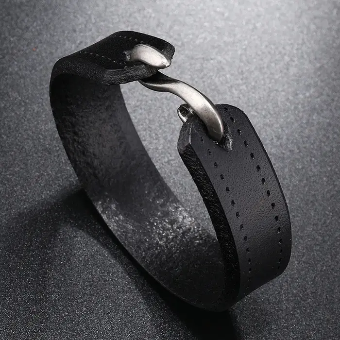 ZORCVENS Vintage en cuir véritable Wrap cordon manchette Bracelet pour main poignet