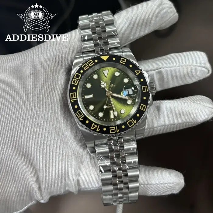ADDIESDIVE hommes GMT montre suisse Ronda 515-24 200M étanche BGW9 Super lumineux 316L acier inoxydable