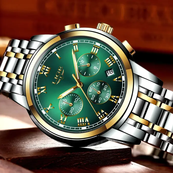 LIGE-Montre à quartz étanche en acier inoxydable pour homme, chronographe masculin, sport, marque de luxe, nouvelle collection 2024