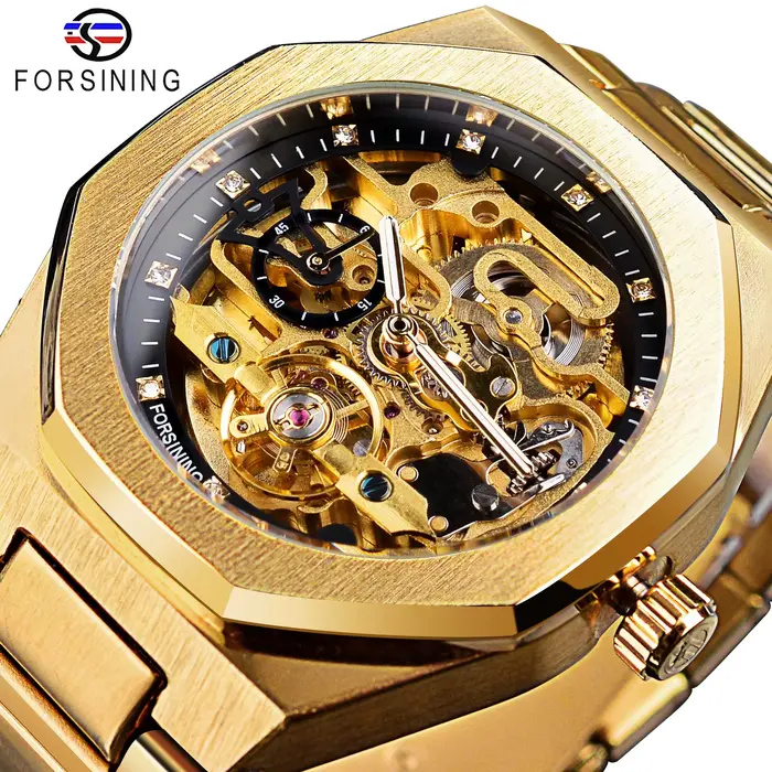 Montre mécanique automatique pour homme personnalisée, squelette, lumineuse, étanche, bracelet en ac
