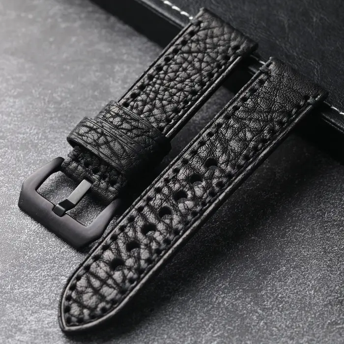 Bracelet de montre en cuir de bison nord-américain fait à la main pour homme